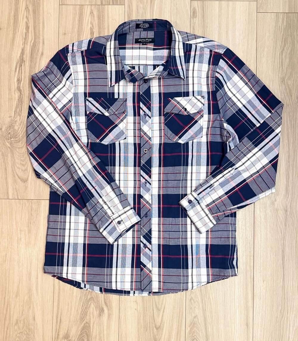 Eighty Eight Platinum Mens Long Sleeve Plaid Button Down Shirt, Size XL